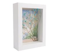 GraduationMall 5x7 3D White Shadow Box Frame Deep Display Box with Linen Back,Ideal for Memorabilia Pictures Flowers Medals Tickets,Tabletop and Wall Hanging