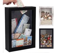 GraduationMall 5x7 Shadow Box Frame with Slot,Wine Cork Ticket Stub Shells Memory Box,Top Loading Display Case Memento Keepsake Storage Box Black