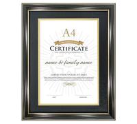 GraduationMall A4/11x14 Certificate Frame Diploma Frame Document Picture Holder Solid Wood Real Glass for Wall Tabletop Display Black