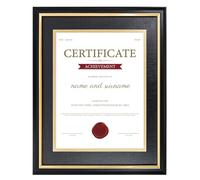GraduationMall A4/11x14 Certificate Frame with Mount Solid Wood Picture Frame Diploma Holder Photo Frames for Wall Tabletop Display Black