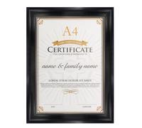 GraduationMall A4 Certificate Frame Diploma Frames Document Picture Holder,Wall & Tabletop Design,Black with Gold Beaded