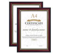GraduationMall A4 Certificate Frame Document Diploma Picture Holder Solid Wood Real Glass for Wall Tabletop Display 2-Pack