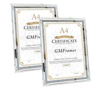 GraduationMall A4 Glass Photo Frame Certificate Frame Diploma Frames Document Picture Holder,Wall & Tabletop Display Sliver 2pcs