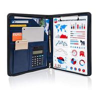 GraduationMall A4 Portfolio Folder with Clipboard, Zippered Document Organizer for Business, Conference, Interview, Resume and Legal Document Holder Blue