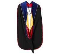GraduationMall Deluxe Doctoral Graduation Hood with Gold Piping Academic Unisex Blue/Red/Gold