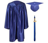 GraduationMall Preschool Children's Graduation Cap and Gown,2025 Shiny Nursery Graduation Outfit for Kids Royal 30(115-122cm)