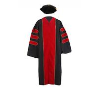 GraduationService Unisex Deluxe Doctoral Graduation Gown with Gold Piping and 8-Side Velvet Tam Package