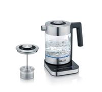 1L Premium Glass Kettle & Tea Maker, 5 Settings, Filter Coffee Function, Overheat Protection Graef Silver One Size