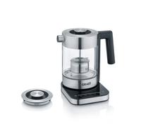 1L Premium Glass Kettle & Tea Maker, 5 Settings, Filter Coffee Function, Overheat Protection Graef Silver One Size