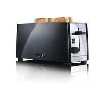 Graef 4 Slice Black Toaster, Cool to Touch Heat Insulated Housing, Warming Rack, Bun Attachment, Cable Rewind, Extra Lift for Toast Removal, Defrost & Stop Button .T0102