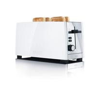 Graef 4 Slice White Toaster, Cool to Touch Heat Insulated Housing, Warming Rack, Bun Attachment, Cable Rewind, Extra Lift for Toast Removal, Defrost &