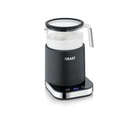 GRAEF MS902 Glass Milk Frother Electric, Induction Technology, 6 Automatic Programmes, Touch Display, 400 ml Milk Foam, Hot and Cold, Hot Chocolate, Suitable for Plant Milk, Black