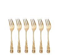 GRÄWE Cake Forks Set of 6 Stainless Steel Rose Decoration Series Gold