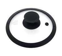 GRÄWE Glass Lid 14 cm, Heat Resistant up to 220 °C, Dishwasher Safe, Glass Lid with Black Silicone Edge, Universal Pot Lid for Pots and Pans, Energy Saving and Scratch Protection
