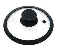 GRÄWE Glass Lid 16 cm, Heat Resistant up to 220 °C, Dishwasher Safe, Glass Lid with Black Silicone Edge, Universal Pot Lid for Pots and Pans, Energy Saving and Scratch Protection