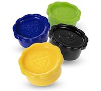 GRÄWE Lids for Sodastream glass bottles Penguin and Crystal, set of 4 bottle lids, completely leak-proof, colourful composition in yellow, black, green, blue