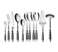 GRÄWE Nuremberg 36 Piece Cutlery Set, 6 People, Stainless Steel, Black Handle, Rustic, Heavy Quality, Dishwasher Safe, Hand Polished
