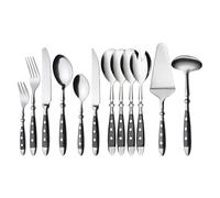 GRÄWE Nuremberg 72 Piece Cutlery Set, 12 People, Stainless Steel, Black Handle, Rustic, Heavy Quality, Dishwasher Safe, Hand Polished