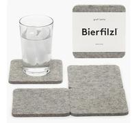 Graf Lantz - Bierfilzl Felt Coasters - Square - 100% Merino Wool - Moisture Wicking - Heat Resistant - Sustainable - Absorbs - Home Decor - Housewarming Gift - 4 Coaster Set - 4" x 4" x 5 mm - Granite