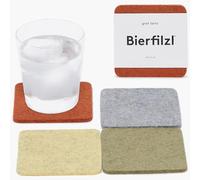 Graf Lantz - Bierfilzl Felt Coasters - Square - 100% Merino Wool - Moisture Wicking - Heat Resistant - Sustainable - Absorbs - Home Decor - Housewarming Gift - 4 Coaster Set - 4" x 4" x 5 mm - Ikebana