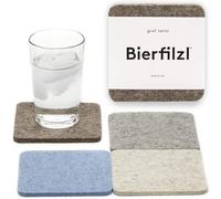 Graf Lantz - Bierfilzl Felt Coasters - Square - 100% Merino Wool - Moisture Wicking - Heat Resistant - Sustainable - Home Decor - Housewarming Gift - 4 Coaster Set - 4" x 4" x 5 mm - Cobblestone