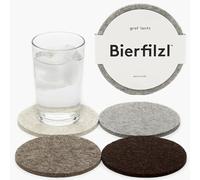 Graf Lantz - Bierfilzl Merino Wool Round Coasters Set of 4 - Earth (4" Circles) - Absorbs 30% of Weight - German Wool - Heat Resistant, Sustainable, & Reusable - Home Decor & Coffee Table Decor