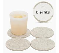 Graf Lantz - Bierfilzl Merino Wool Round Coasters Set of 4 - Heather White (4" Circles) - Absorbs 30% of Weight, German Wool - Heat Resistant, Sustainable, & Reusable - Home Decor & Coffee Table Decor