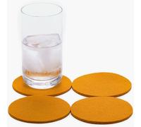 Graf Lantz - Bierfilzl Merino Wool Round Coasters Set of 4 - Turmeric (4" Circles) - Absorbs 30% of Weight - German Wool - Heat Resistant, Sustainable, & Reusable - Home Decor & Coffee Table Decor