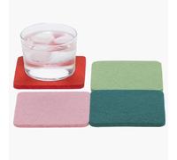 Graf Lantz - Bierfilzl Merino Wool Square Coasters Set of 4 - Happy (4"x4"x5mm) - Absorbs 30% of Weight - Natural German Wool - Heat Resistant, Sustainable, Reusable - Home Decor, Coffee Table Decor