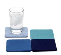 Graf Lantz - Bierfilzl Merino Wool Square Coasters Set of 4 - Ocean (4"x4"x5mm) - Absorbs 30% of Weight - Natural German Wool - Heat Resistant, Sustainable, Reusable - Home Decor, Coffee Table Decor