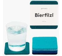 Graf Lantz - Bierfilzl Merino Wool Square Coasters Set of 6 - Ocean (4"x4"x5mm) - Absorbs 30% of Weight - Natural German Wool - Heat Resistant, Sustainable, Reusable - Home Decor & Coffee Table Decor