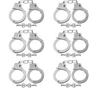 Grafanty 6PCS Toy Handcuffs for Halloween Costumes Hands Cuffs Metal Handcuff with Keys Toy Hand Cuffs Role Play Police Costume Prop Chain Hand Cuff with Safety Release Metal Play Handcuffs Role Play