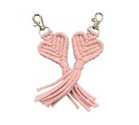 GRAFBURG Set of 2 Macrame Heart Pendants - Key Chain - Boho Decoration for Bag, Car & Key Ring - Beautiful Gift for Many Occasions, 15cm