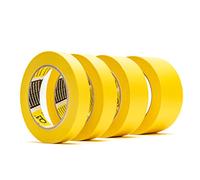 Graff-City Q1 Painters Yellow Masking Tape Bundle 4 x 50 Metre Rolls 18mm 24mm 36mm & 48mm Painting & Decorating For Sharp Lines and No Paint Bleed
