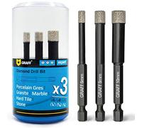 GRAFF Diamond Drill Tile Drill Bit Set 6 I 8 I 10 mm for Tiles Glass Ceramic Granite Stone Porcelain Stoneware Drill Bit with Hex E 6.3