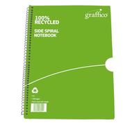 Graffico by 5 Star A4 Recycled Notebook, Spiral Bound, Feint Ruled, 100 Pages, 60gsm 100% Recycled Paper, Pack of 10