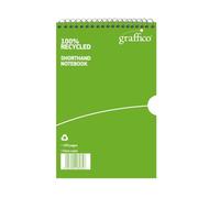 Graffico by 5 Star Recycled Shorthand Notebook, 160 Pages, 60gsm 100% Recycled Paper, Feint Ruled, Spiral Bound, 203 x 127mm