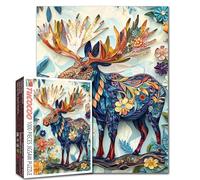 Graffiti 1000 Piece Jigsaw Puzzle Deer Cute Colourful Funny Animal Flower Plants Scene Adult Beginner Family Activity DIY Craft Home Decor Gift 27x20 Inches