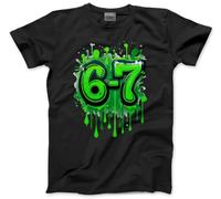 Graffiti 67 Top for Kids - 67 6-7 Bright Neon Paint Green Slogan T-Shirt - Six Seven Graphic Tee Internet Meme Fun Number Day Tshirt - 5-6 Years Black