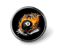 Graffiti 8 Ball Billiards with Flames Round Lapel Pin Brooches Badge Holder for Clothes Bags Backpack Hats