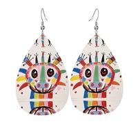 Graffiti animals Leather earrings, European and American style earrings for young women, birthday gifts/Valentine's Day gifts