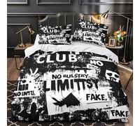 graffiti_art 3D Printed 3 Piece Quilt Cover urban_stencil_style Comforter Cover Set Microfiber Hidden Zipper Anti Allergy Silky Soft for Teens Young Adults Single（140x200cm）