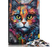 Graffiti Art Cat Jigsaw Puzzles for Adults 500 Pieces Boys Girls Wooden Puzzle Game Birthday Gifts Jigsaw Puzzle Casual Games 500pcs (52x38cm)