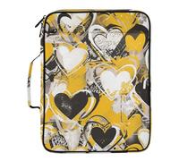 Graffiti Art Hearts Yellow Document Organizer Waterproof 1.5-Inch 3-Ringing Binder with Extra Pockets with Zipper Closure for Home Office
