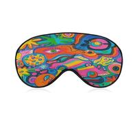 Graffiti Art Hippie Style Travel Eye Mask Blackout Eye Mask for Sleeping Airplane Eyemask with Adjustable Strap Sleep Masks for Women Men Soft Night Blindfold Eyemask