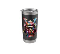 Graffiti Art Japanese Samurai Warrior Helmet Stainless Steel Insulated Tumbler