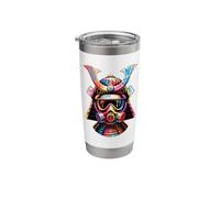 Graffiti Art Japanese Samurai Warrior Helmet Stainless Steel Insulated Tumbler