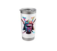 Graffiti Art Japanese Samurai Warrior Helmet Stainless Steel Insulated Tumbler
