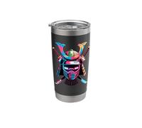 Graffiti Art Japanese Samurai Warrior Helmet Stainless Steel Insulated Tumbler