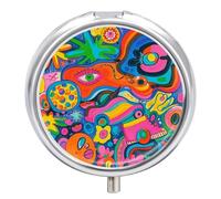 Graffiti Art Pill Box Case 3 Compartment Travel Medicine Pill Organizer 3x A Day Portable Vitamin Organizer with Mirror Small Pillbox for Purse & Pocket Cute Daily Medicine Container Metal Vitamin Cas